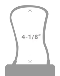 A 4 1/8 inch cable shackle measured from the top of the body to the inside of the shackle.