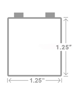 A diagram of a compact lock body showing a height of 1.25 inches and width or 1.25 inches.