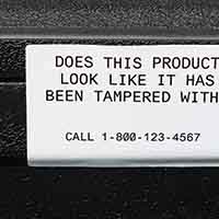 A tamper evident label.