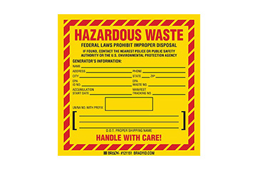 A hazardous waste label.