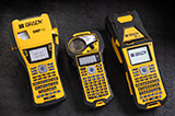 Three models of handheld label printers.