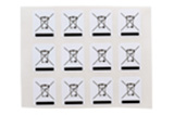 WEEE recycling labels with a crossed-out wheeled bin symbol.
